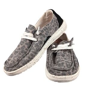Hey Dude Wendy Jungle Brown Leopard Print Slip On‎ Shoes Women US 7 EU 38